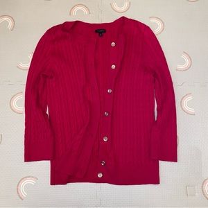 Hot pink 100% cotton cable knit cardigan